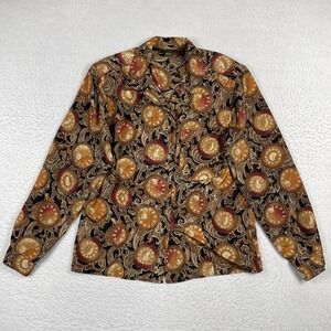 Charter Club Shirt Womens 8 Vintage Paisley Clocks Ladies Career Office Workwear